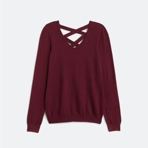 Women's Burgundy Sweater with Crisscross Back